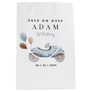 Race Car Birthday Invitation, Fast One Birthday Medium Gift Bag