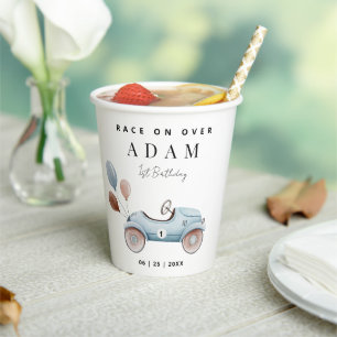 Race Car Birthday Invitation, Fast One Birthday Paper Cups