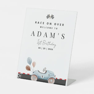 Race Car Birthday Invitation, Fast One Birthday Pedestal Sign