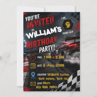 Race Car Birthday Invitation | Personalized Kids P
