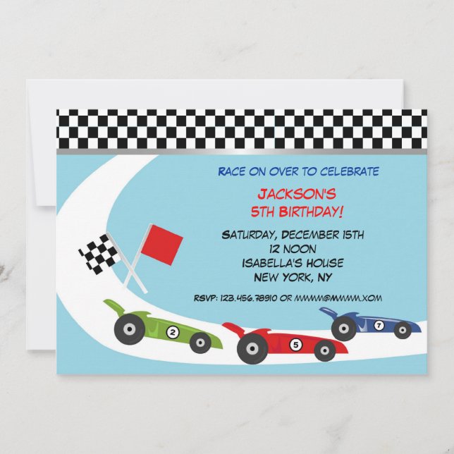 Race Car Birthday Invitations (Front)