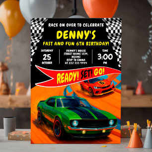 Race car birthday party design invitation