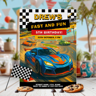 Race Car Birthday Party Design Invitation