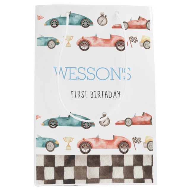 Race Car Birthday party favour bags (Front)