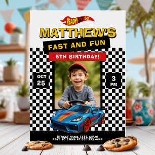 Race Car Birthday Party Fun Invitation