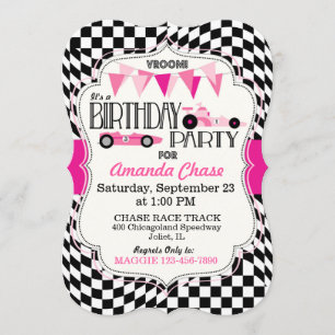Race Car Birthday Party Invitation Card