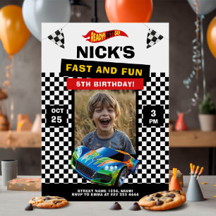 Race Car Birthday Party Photo card