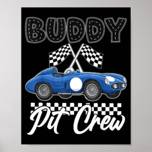 Race car birthday party racing family buddy pit poster