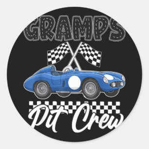 Race car birthday party racing family gramps pit classic round sticker