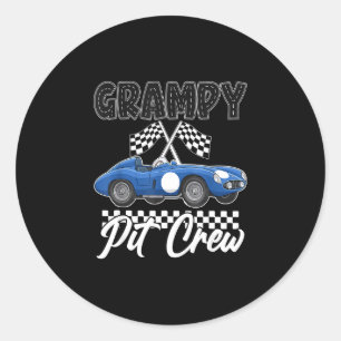 Race car birthday party racing family grampy pit classic round sticker