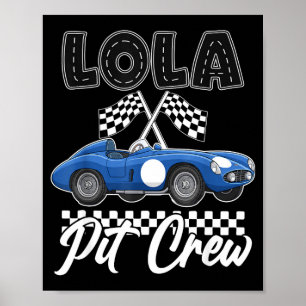 Race car birthday party racing family lola pit poster