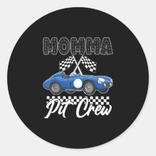 Race car birthday party racing family momma pit classic round sticker
