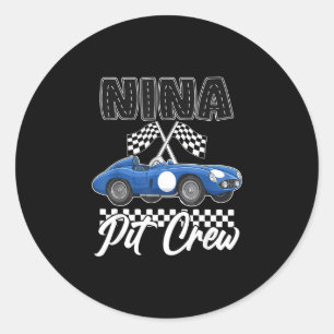 Race car birthday party racing family nina pit classic round sticker