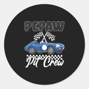 Race car birthday party racing family pepaw pit classic round sticker