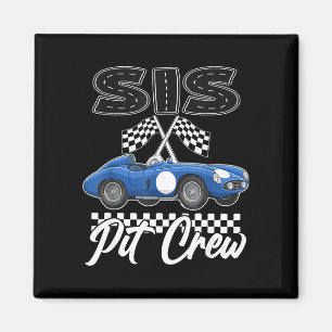 Race car birthday party racing family sis pit crew magnet