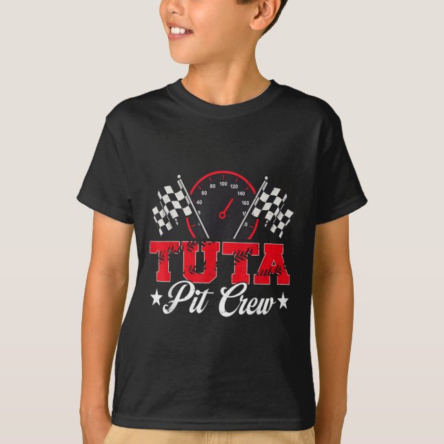 Race Car Birthday Party Racing Family Tuta Pit Cre T-Shirt (Front)