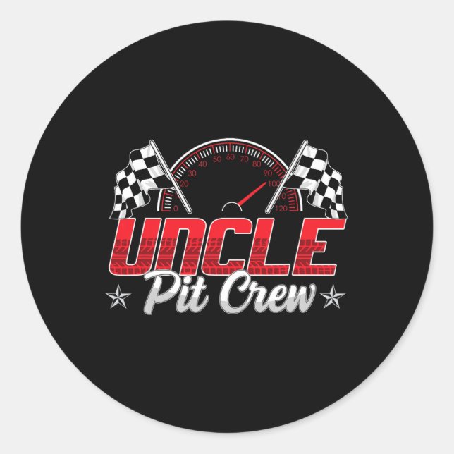 Race Car Birthday Party Racing Family Uncle Pit Cr Classic Round Sticker (Front)