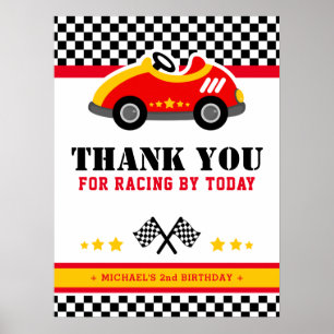 Race car birthday party signage poster