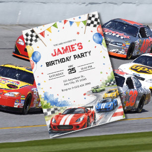 Race Car Birthday Party Sports Boys Racing Party Invitation