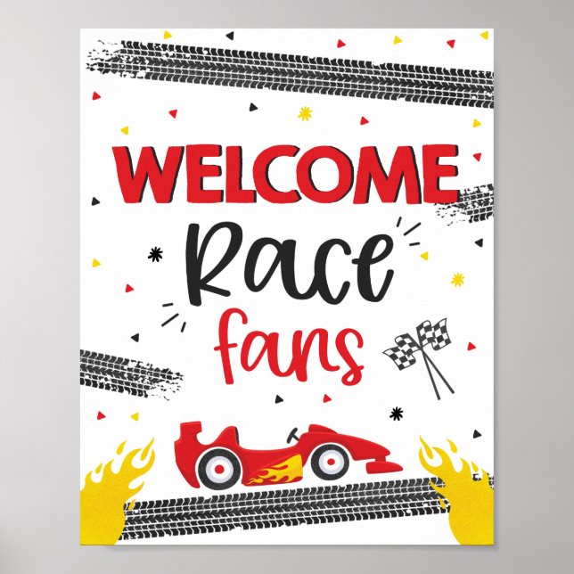 Race Car Birthday Party Two Birthday Welcome  Poster (Front)