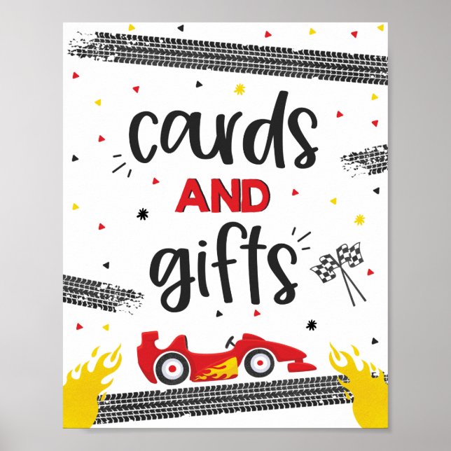 Race Car Birthday Party Two Fast Cards And Gifts Poster (Front)