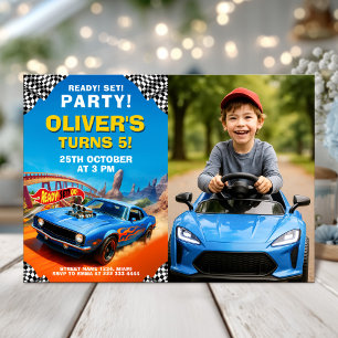 Race Car Birthday Party with photo Invitation