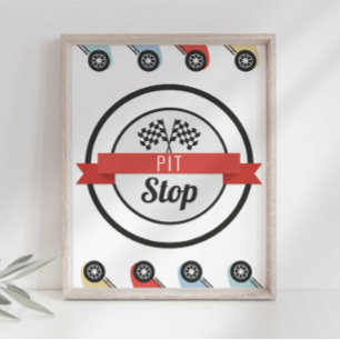 Race Car Birthday Pit Stop Sign