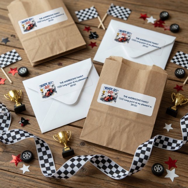 Race Car Birthday  Return Address Label (Creator Uploaded)
