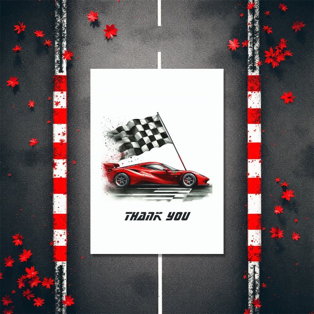 Race Car Birthday Thank You Card (Race Car Birthday Thank You Card)