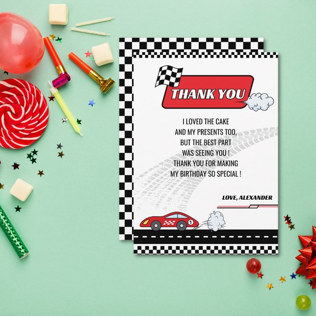 Race Car Birthday Thank You Card for Boys | Red  (Creator Uploaded)