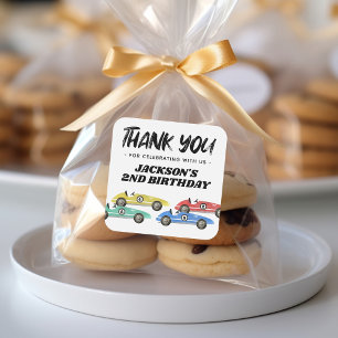 Race Car Birthday Thank You Square Sticker