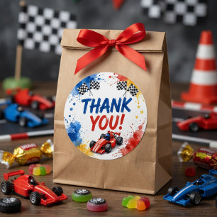 Race Car Birthday Thank You Sticker Kids Racing