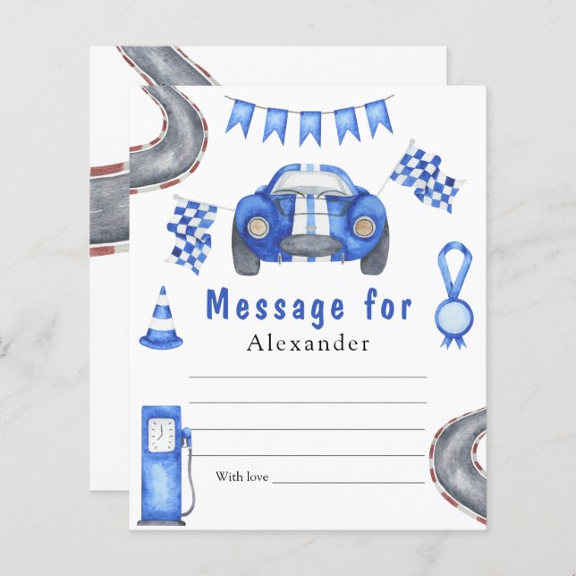 Race Car Birthday - Time Capsule Message (Front/Back)