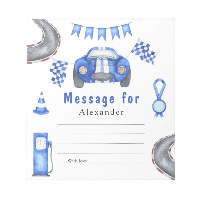 Race Car Birthday - Time Capsule Message Notepad (Front)