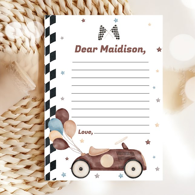 Race Car Birthday Time Capsule Note Card (Creator Uploaded)