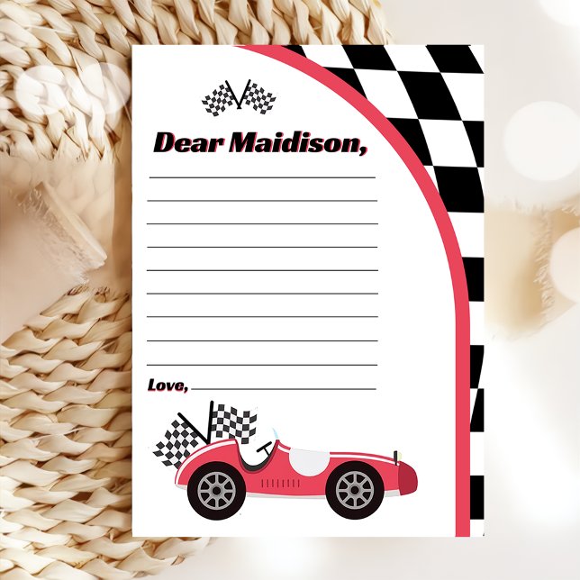 Race Car Birthday Time Capsule Note Card (Creator Uploaded)