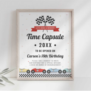 Race Car Birthday Time Capsule Sign