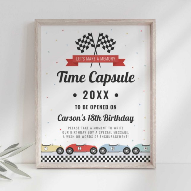Race Car Birthday Time Capsule Sign (Creator Uploaded)