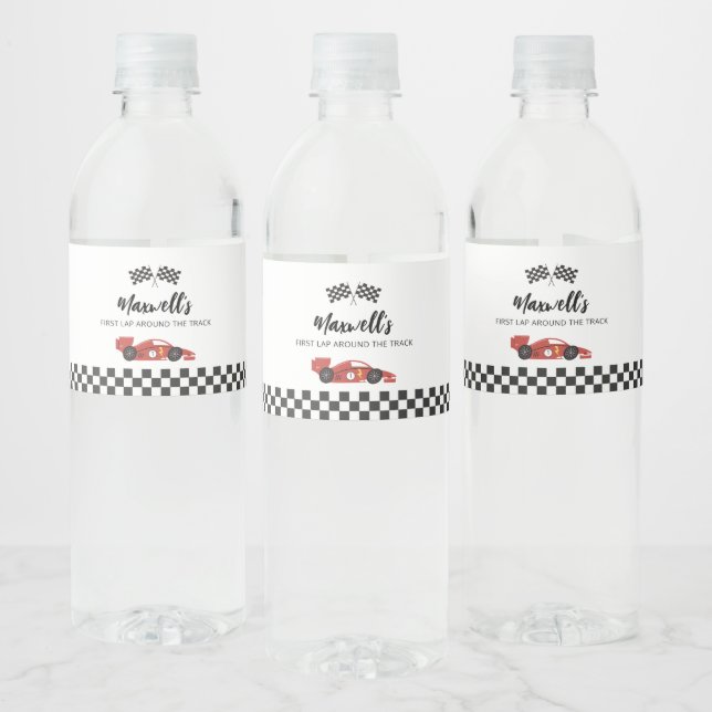 Race Car Birthday Water Bottle Label (Bottles)