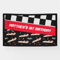 Race Car Black and Red First Birthday Custom