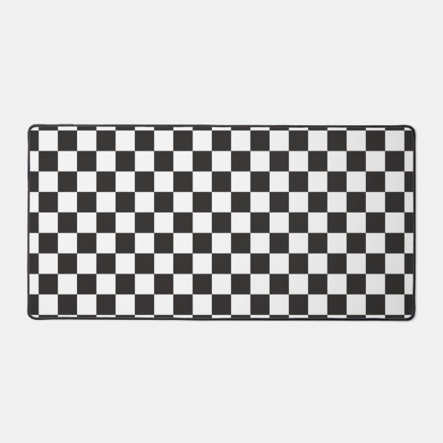 Race Car Black White Chequered Flag Pattern Desk Mat (Front)