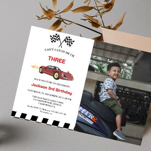 Race Car Boy 3rd Birthday Party Invitation