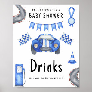 Race car boy baby shower Drinks Poster