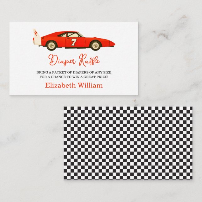 Race Car Boy Baby Shower | Little Racer Party Enclosure Card (Front/Back)