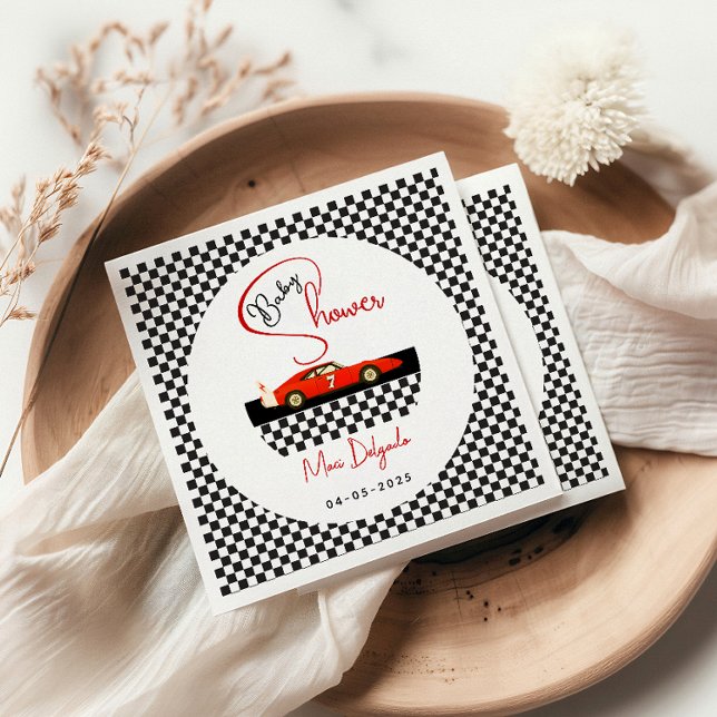 Race Car Boy Baby Shower | Little Racer Party Napkin (Creator Uploaded)