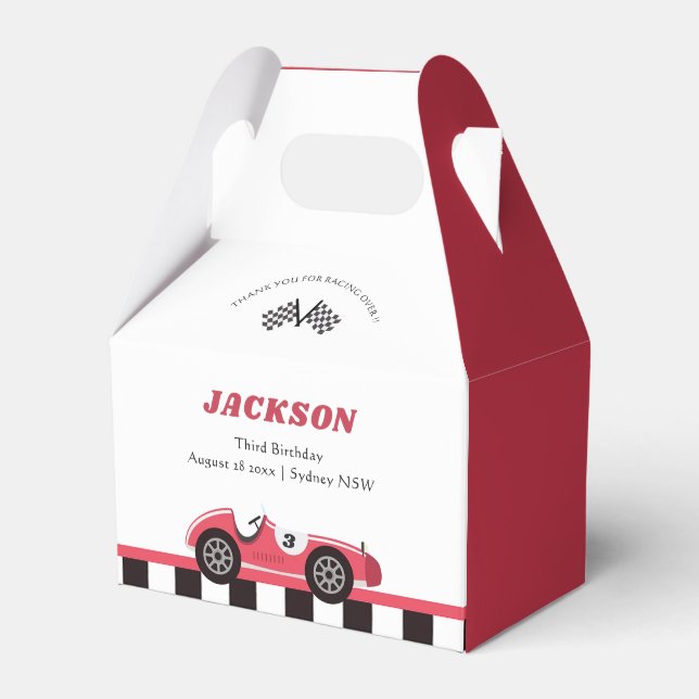 Race Car Boy Birthday Party Favour Box (Front Side)