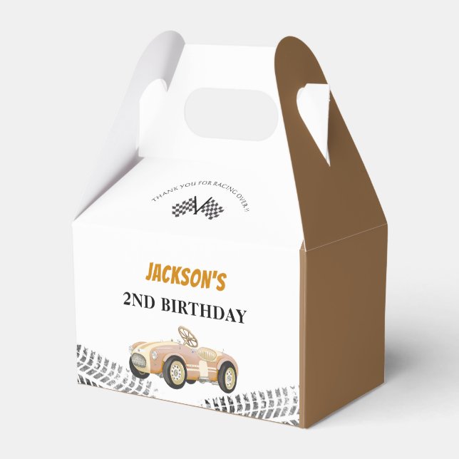 Race Car Boy Birthday Party Favour Box (Front Side)