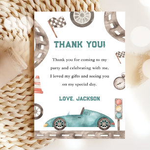 Race Car Boy Birthday Party Thank You Card