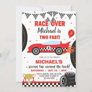 Race car, cars, racing boy 2nd birthday invite. invitation
