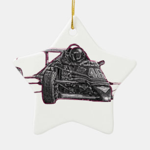 Race Car Ceramic Tree Decoration